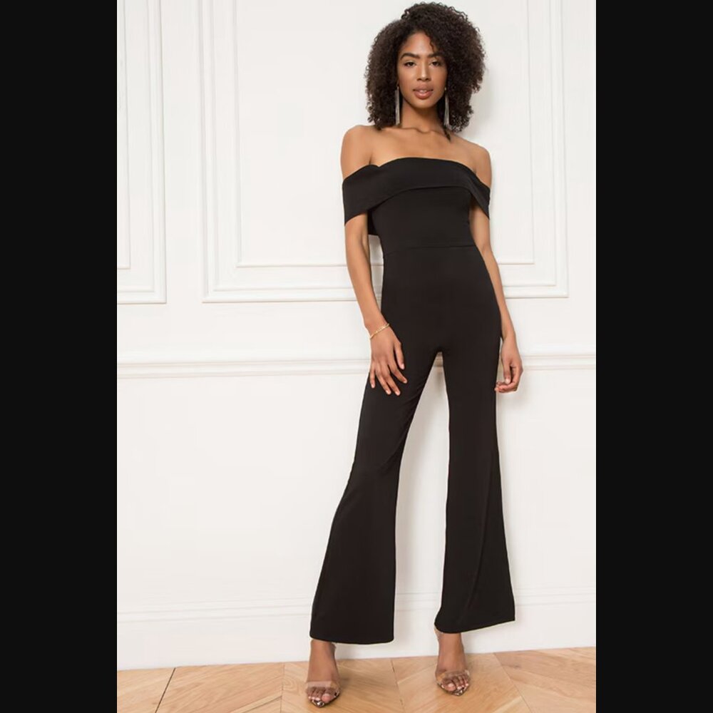by the way. Aubrey Off Shoulder Jumpsuit (Black, XS)